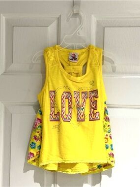 Real Love Yellow Love Tank Top with Floral Accent shorts! Size 4T